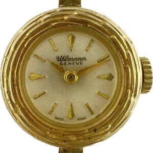 Vintage Uhlmann 17 Jewel Ladies Mechanical Wristwatch Swiss Made Petite Cocktail